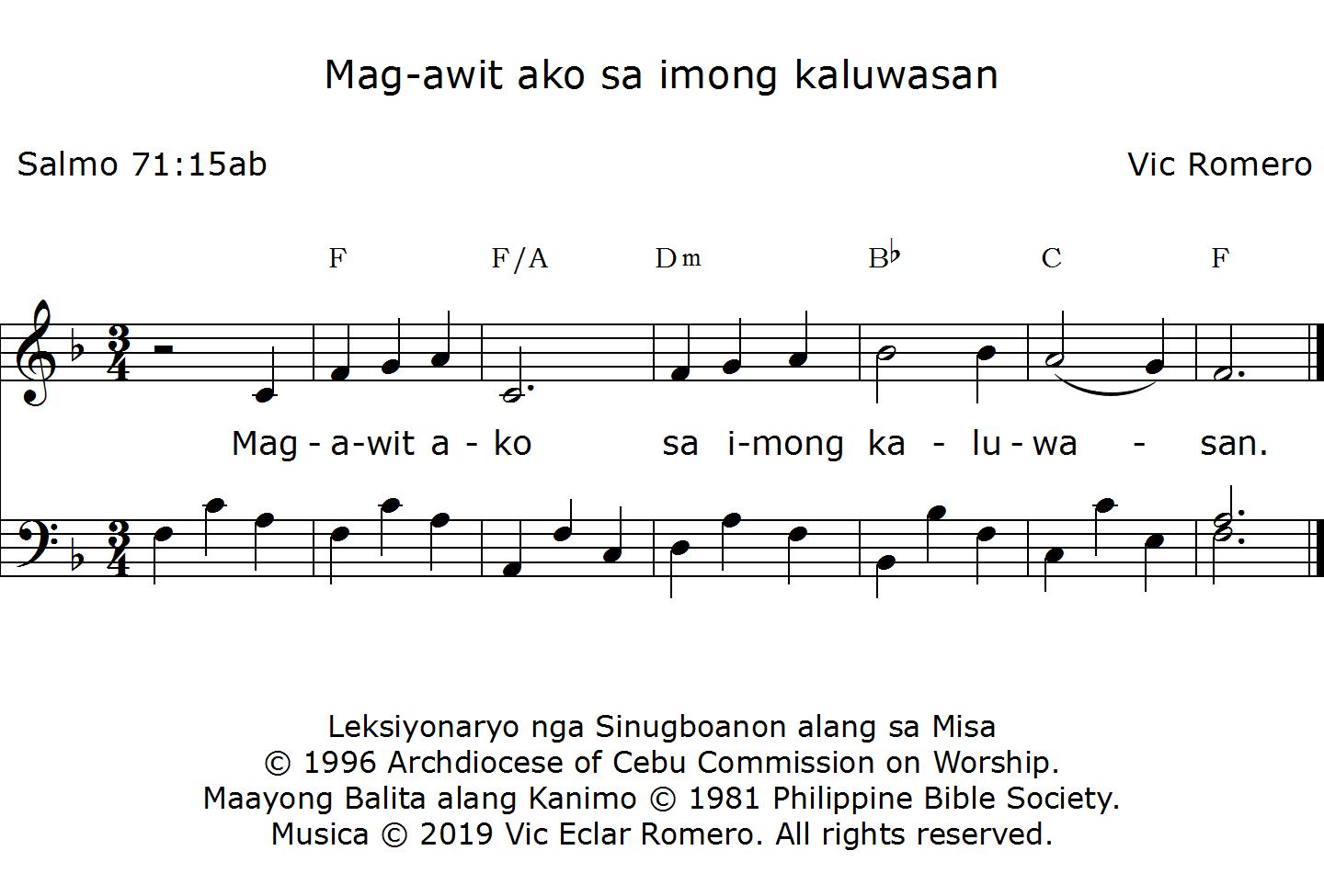 Mag-awit ako sa imong kaluwasan.